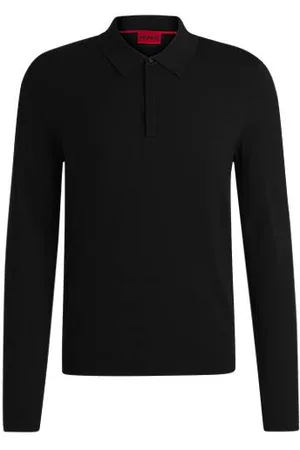 HUGO BOSS Dzianinowa koszulka polo o wąskim kroju z krytą listwą