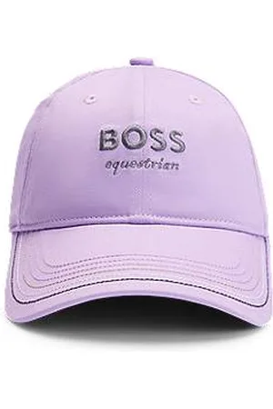 HUGO BOSS Czapka jeździecka z haftowanym logo i skórzanym paskiem