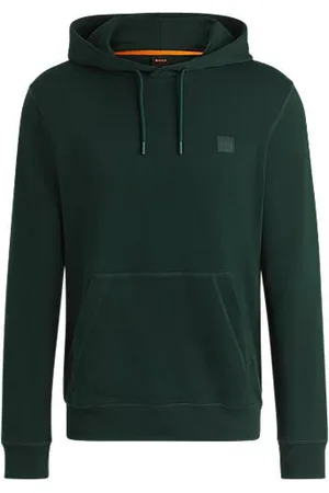 HUGO BOSS Bluza z kapturem o regularnym kroju z bawełnianej tkaniny frotte, z etykietą z logo