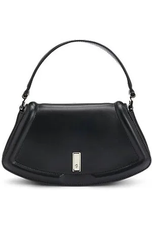 HUGO BOSS Skórzana torebka na ramię Ariell z metalowym monogramem Double B