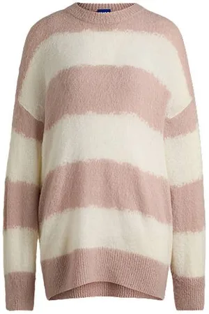 HUGO BOSS Sweter oversize z nieregularnymi szerokimi paskami
