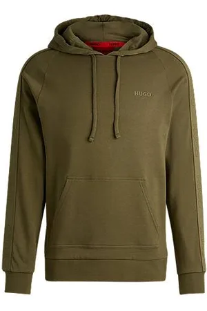 HUGO BOSS Bluza z kapturem z bawełny dresowej z taśmą z logo na rękawach