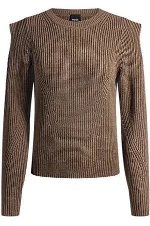 HUGO BOSS Dzianinowy sweter z detalami na ramionach
