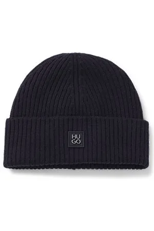 HUGO BOSS Czapka z wełny dziewiczej z dwupoziomowym logo