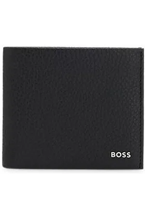 HUGO BOSS Składany portfel ze skóry licowej z polerowanym literowym logo