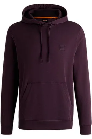 HUGO BOSS Bluza z kapturem o regularnym kroju z bawełnianej tkaniny frotte, z etykietą z logo