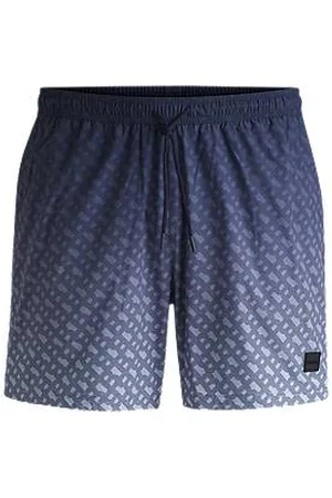 HUGO BOSS Szorty kąpielowe z naszywką z logo i cieniowanym nadrukiem monogramu
