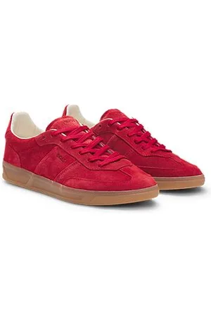 HUGO BOSS Zamszowe sznurowane sneakersy z detalami z logo
