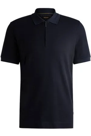 HUGO BOSS Koszulka polo z bawełny i kaszmiru z zamkiem przy szyi