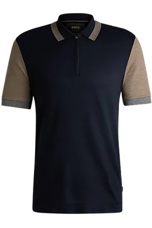 HUGO BOSS Koszulka polo z mieszanki bawełny i jedwabiu z kontrastowymi detalami