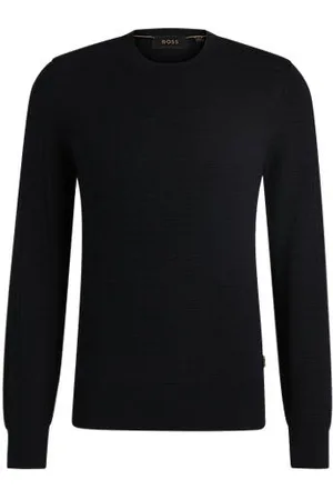 HUGO BOSS Sweter o regularnym kroju z jedwabiu o dzianinowej strukturze