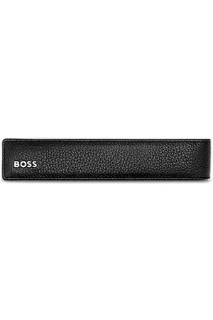 HUGO BOSS Czarne etui na długopisy z ziarnistej skóry