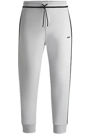 HUGO BOSS Spodnie dresowe z mieszanki bawełny z tasiemką i logo