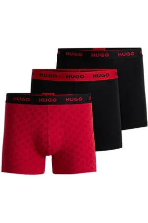 HUGO BOSS Trzypak długich bokserek z bawełny ze stretchem z logo
