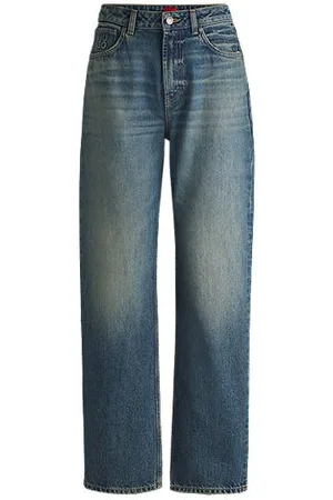 HUGO BOSS Jeansy o swobodnym kroju z niebieskiego denimu z efektem cieniowania