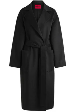 HUGO BOSS Płaszcz o kroju oversize z paskiem