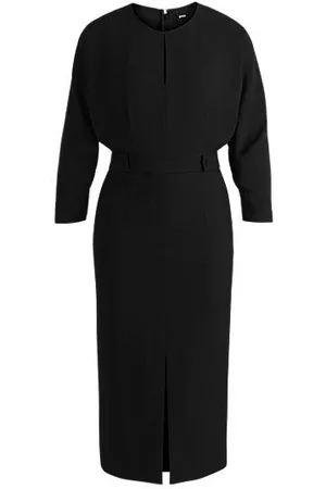 HUGO BOSS Sukienka z mieszanych materiałów z detalami w talii