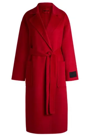 HUGO BOSS Płaszcz o kroju oversize z paskiem