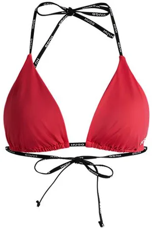 HUGO BOSS Trójkątny stanik bikini z kontrastowymi ramiączkami ozdobionymi logo