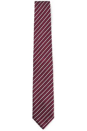 HUGO BOSS Krawat w ukośne paski z żakardu z mieszanki z jedwabiem