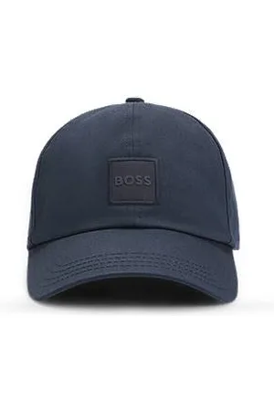 HUGO BOSS Czapka z daszkiem z bawełnianego diagonalu z tkaną naszywką z logo