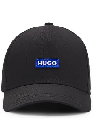 HUGO BOSS Czapka z daszkiem z bawełnianego diagonalu z niebieską naszywką z logo