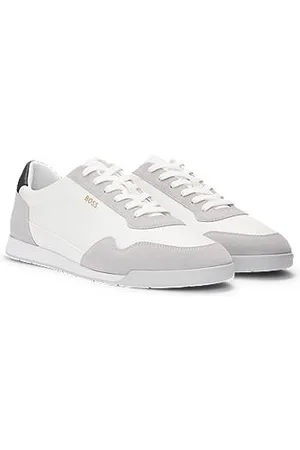 HUGO BOSS Sznurowane sneakersy z mieszanki materiałów z zamszowymi detalami