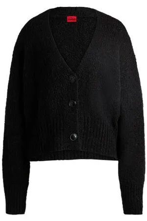 HUGO BOSS Krótki kardigan o kroju oversize z dekoltem w serek