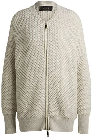 HUGO BOSS Dzianinowa kurtka oversize z dwukierunkowym zamkiem