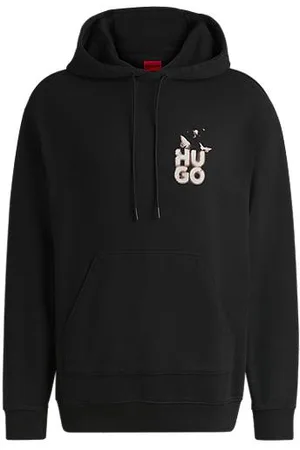 HUGO BOSS Bluza z kapturem z francuskiej tkaniny frotte z sezonową grafiką