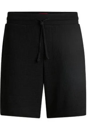 HUGO BOSS Szorty od piżamy o splocie waflowym z wyszywanym logo