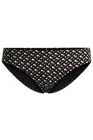 HUGO BOSS Dół bikini z monogramowym wzorem i ozdobionym logo charmsem