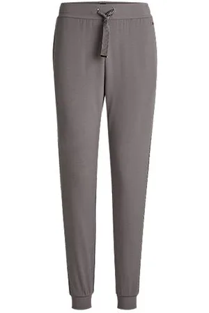 HUGO BOSS Spodnie dresowe z mieszanki modalu i jedwabiu ozdobione monogramem