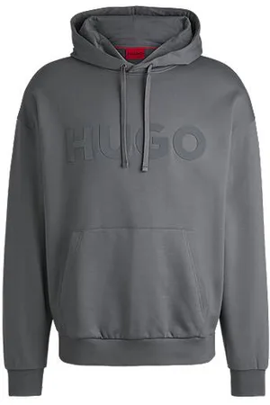 HUGO BOSS Bluza z kapturem o kroju oversize z tonalnym logo, z bawełnianej tkaniny frotté