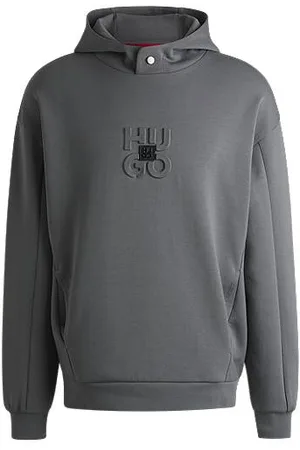 HUGO BOSS Bluza z kapturem z mieszanki bawełny interlock z pionowym logo