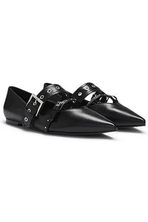 HUGO BOSS Balerinki ze skóry nappa z paskami ze sprzączką