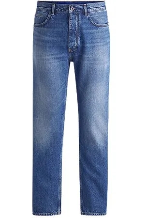 HUGO BOSS Jeansy o regularnym kroju z ciemnoniebieskiego dekatyzowanego denimu