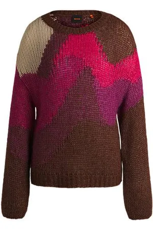 HUGO BOSS Dzianinowy sweter ze wzorem inspirowanym krajobrazem