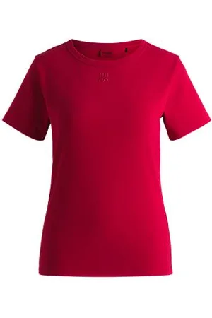 HUGO BOSS Koszulka z mieszanki bawełny z wyszywanym pionowym logo