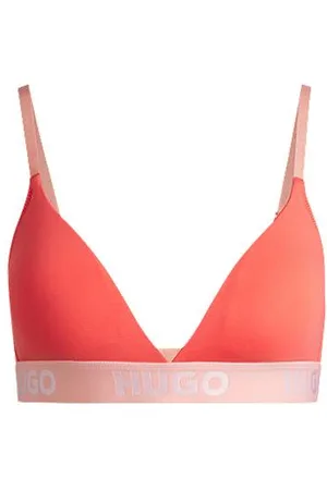 HUGO BOSS Trójkątny biustonosz z elastycznej bawełny z logo na gumce