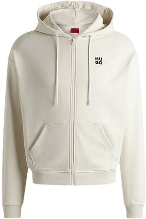 HUGO BOSS Bluza z kapturem z bawełnianej tkaniny frotte z pionowym logo