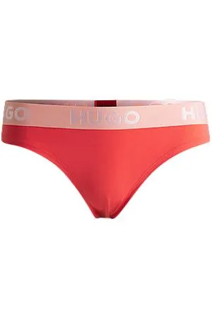 HUGO BOSS Thongi z elastycznej bawełny z logo na gumce