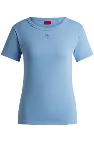 HUGO BOSS Koszulka z mieszanki bawełny z wyszywanym pionowym logo