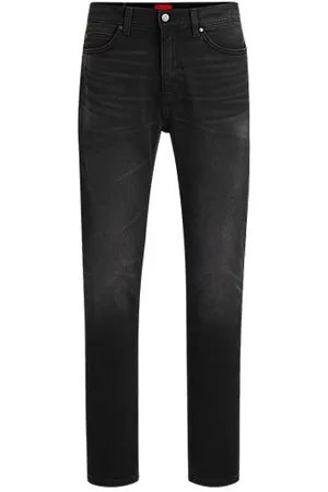 HUGO BOSS Jeansy o wąskim kroju z czarnego denimu ze stretchem