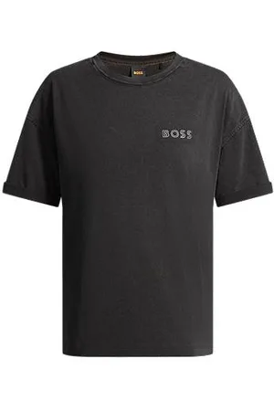 HUGO BOSS Koszulka o swobodnym kroju z bawełny z artystycznym logo