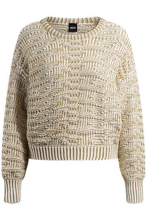 HUGO BOSS Sweter z mieszanki bawełny z efektem 3D