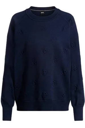 HUGO BOSS Sweter z mieszanki wełny z wytłoczonymi monogramami Double B