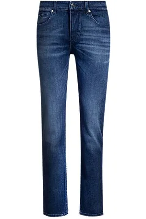 HUGO BOSS Jeansy Delaware o wąskim kroju z denimu ze stretchem w ciemnoniebieskim odcieniu