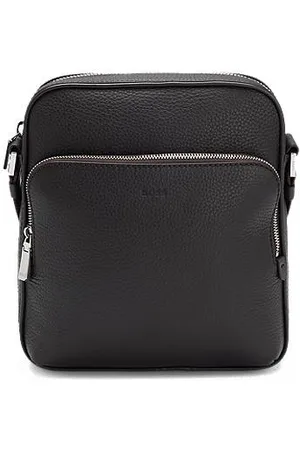 HUGO BOSS Torba reporterka z włoskiej skóry z wytłoczonym logo