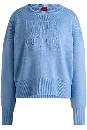 HUGO BOSS Sweter o swobodnym kroju z wytłoczonym logo
